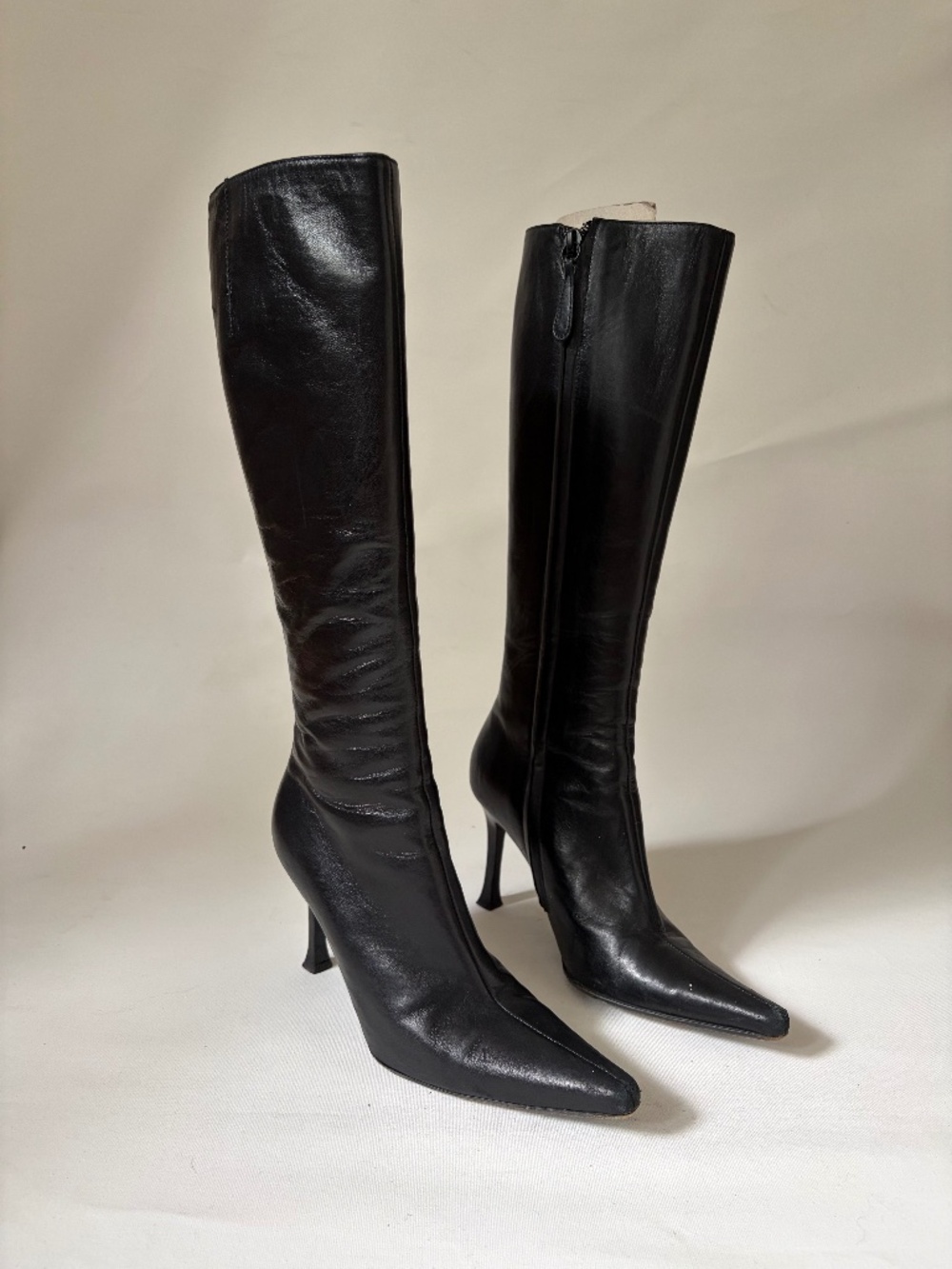 Vintage 2000s VICINI Italian Leather Stiletto Heel Knee-high Boots